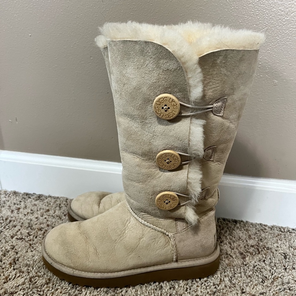 Cream Uggs with buttons